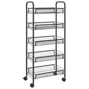 vidaXL 5-Tier Kitchen Trolley Black 18.1"x10.2"x41.3" Iron