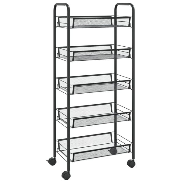 vidaXL 5-Tier Kitchen Trolley Black 18.1"x10.2"x41.3" Iron