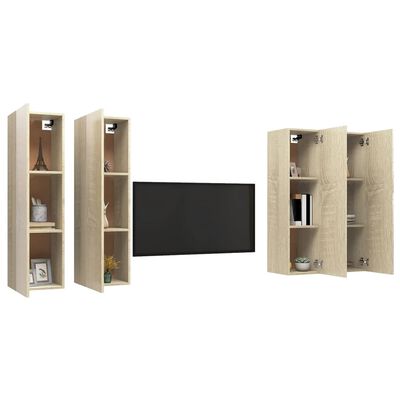 vidaXL TV Cabinets 4 pcs Sonoma Oak 12"x11.8"x43.3" Engineered Wood