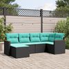 vidaXL Patio Sofa Set Black PE Rattan, Powder-Coated Steel, Polyester Fabric