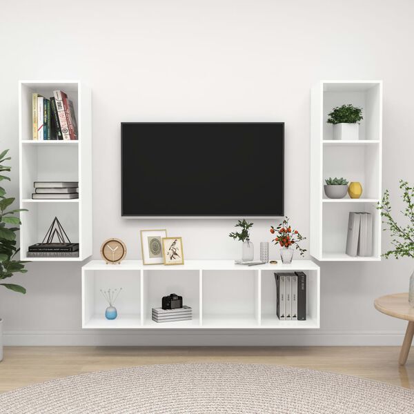 vidaXL TV Cabinet Set White Engineered wood Standard TV Cabinet Set