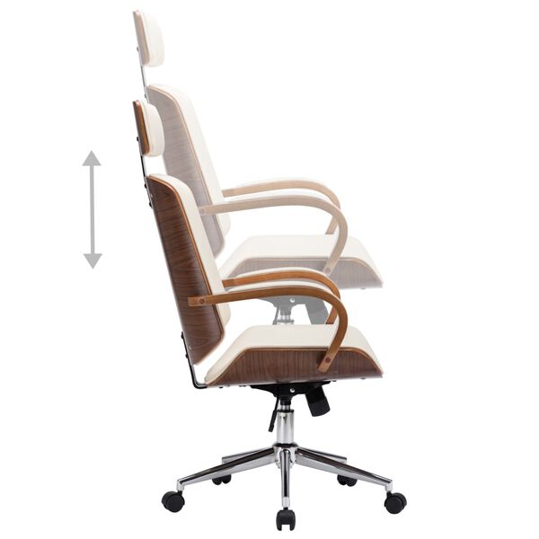 vidaXL Office Chair Cream and Dark Brown Faux Leather Standard Swivel