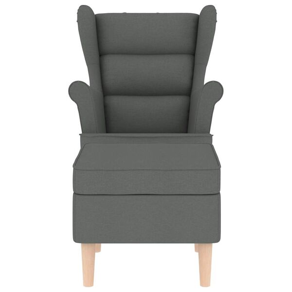 vidaXL Armchair Dark Grey Polyester Fabric Single Footrest Armchair