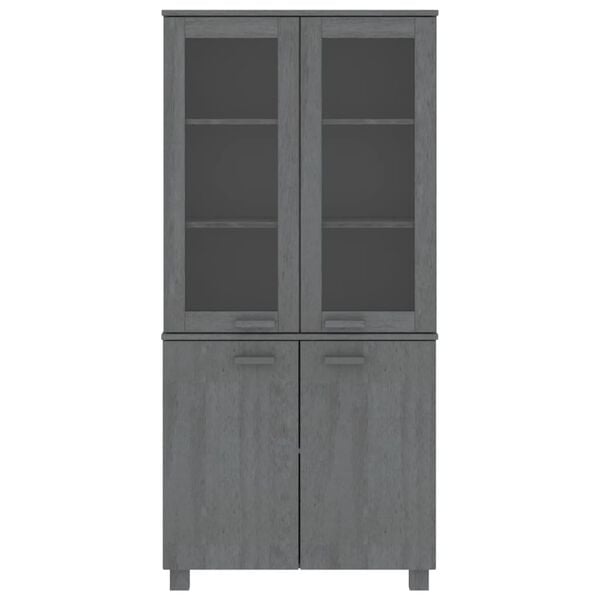 vidaXL Highboard Set of 2 Dark Grey Solid pine wood, MDF, glass