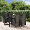 vidaXL Garden Dining Set Black PE Rattan Medium Adjustable Armrests