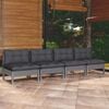 vidaXL 4-seater Garden Sofa Grey Solid pinewood Medium Modular
