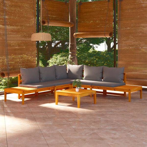 vidaXL Garden Lounge Set Dark grey, Natural wood