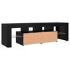 vidaXL TV Cabinet with LED Lights Black Oak 55.1x14.4x15.7" Engineered Wood