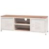 vidaXL TV Stand White and Brown Galvanized Steel and Solid Fir Wood Small