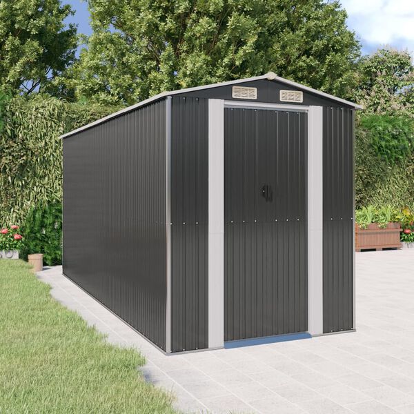 vidaXL Garden Shed Anthracite Galvanized steel Large Garden Shed