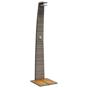 vidaXL Outdoor Shower Grey PE rattan, powder-coated steel, solid acacia wood