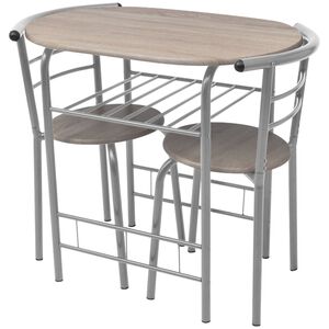 vidaXL Dining Set Silver and wood grain MDF and iron Standard Modern