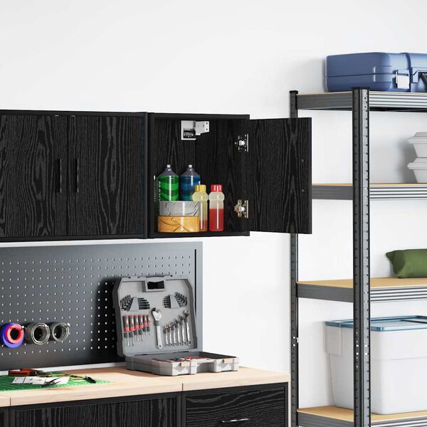 vidaXL Garage Wall Cabinet Black Engineered Wood