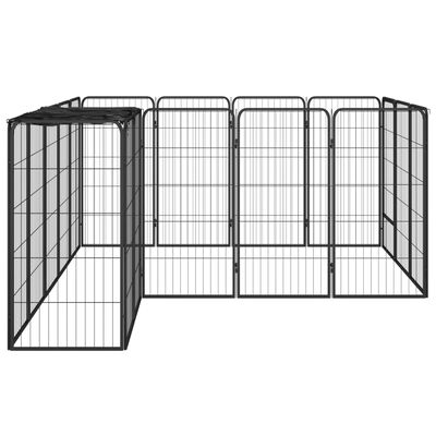 vidaXL 18-Panel Dog Playpen Black 19.7"x39.4" Powder-coated Steel