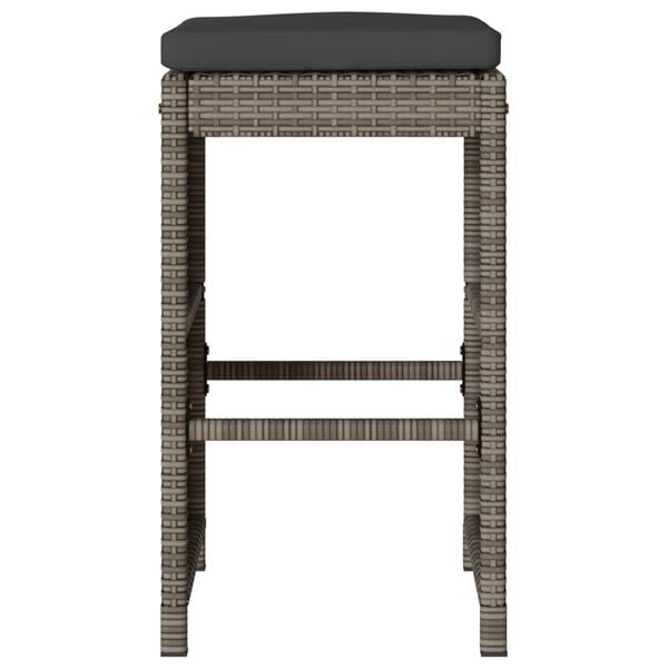 vidaXL Garden Bar Stool Set of 6 Grey PE rattan, powder-coated steel