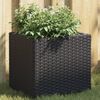 vidaXL Garden Planter Set of 2 Black PE rattan, Powder-coated steel