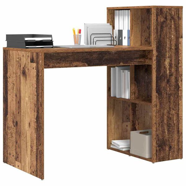 vidaXL Desk with Shelf Old wood 108 x 55 x 103.5 cm Engineered wood