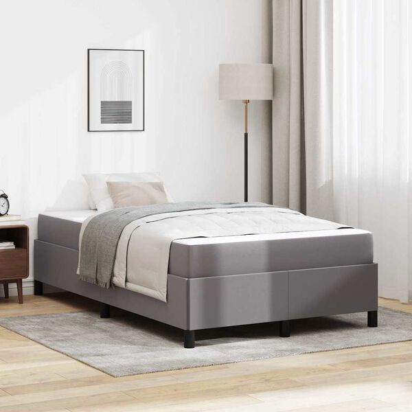 vidaXL Bed Frame with Mattress Grey 47.24 x 78.74 in Fabric