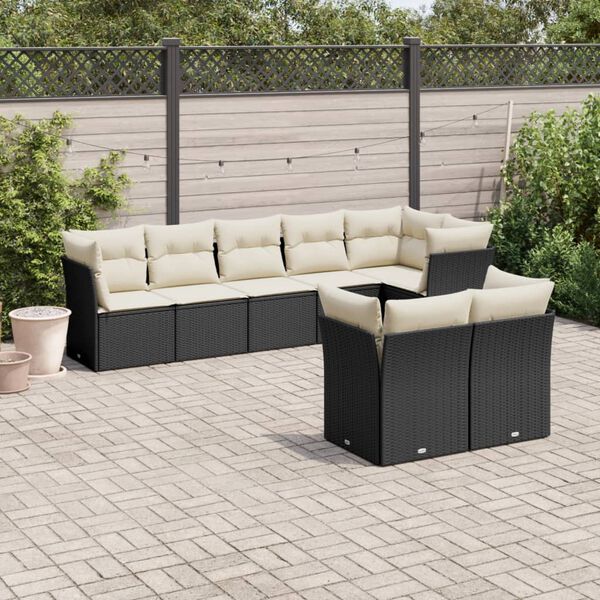 vidaXL Garden Sofa Set Black PE rattan Large Modular Garden Sofa Set