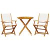 vidaXL Bistro Set Cream White Solid acacia wood Compact Foldable
