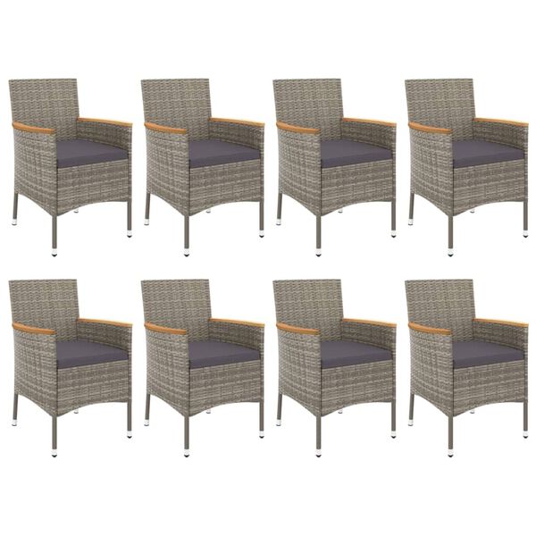 vidaXL Patio Dining Set Set of 8 Gray