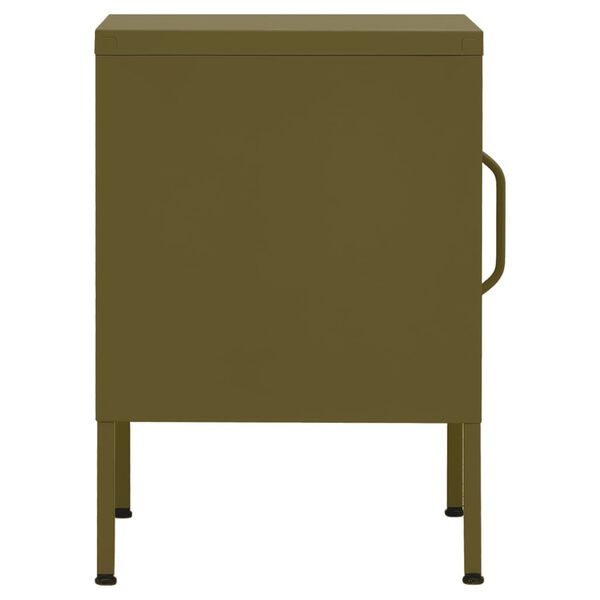 vidaXL Nightstand Set of 2 Olive Green Steel Compact