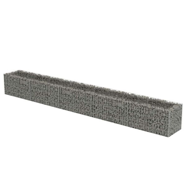 vidaXL Gabion Raised Bed Silver Galvanized Steel 177.2 x 19.7 x 19.7 in