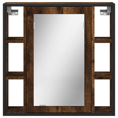 vidaXL Bathroom Mirror Cabinet Smoked Oak 23.6"x6.3"x23.6" Engineered Wood