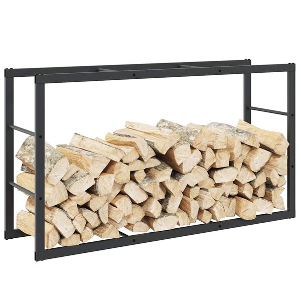 vidaXL Firewood Rack Black 43.3x11.8x24.0" Steel