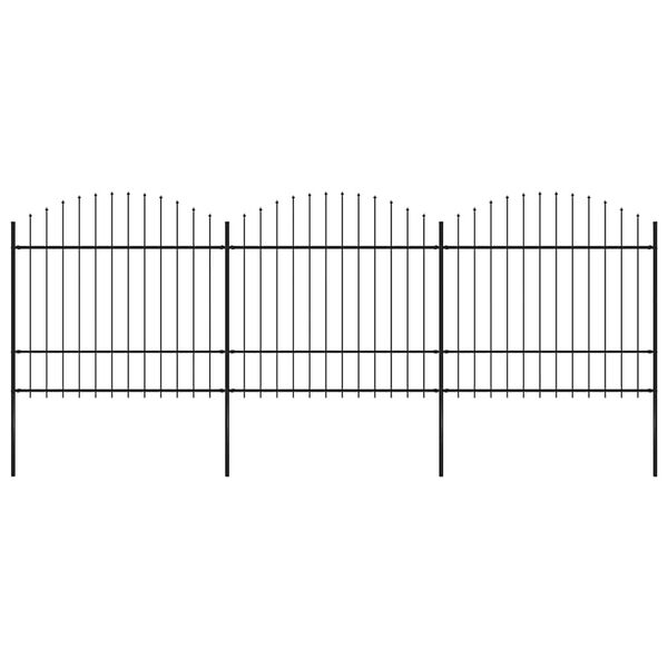 vidaXL Garden Fence with Spear Top Steel 211.4"x68.9" Black
