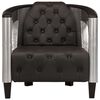 vidaXL Sofa Chair Black Real leather, Aluminum Medium Ergonomic