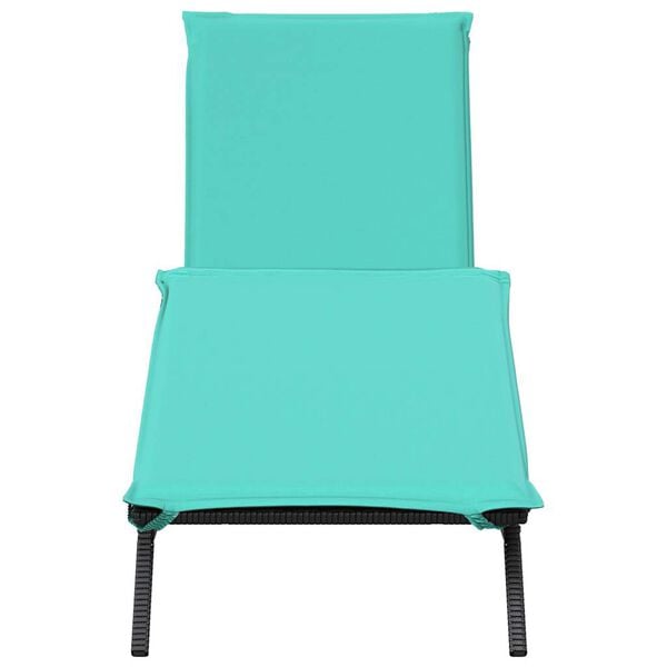 vidaXL Patio Sun Lounger Black Poly Rattan Standard Adjustable Armrests