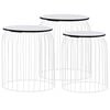 vidaXL Coffee Table Set of 3 White Metal Small, Medium, Large