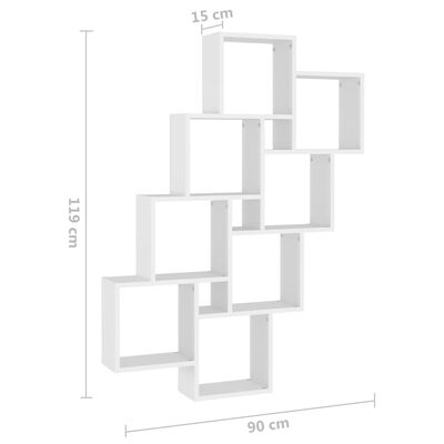 vidaXL Wall Cube Shelf White 35.4"x5.9"x46.9" Engineered Wood