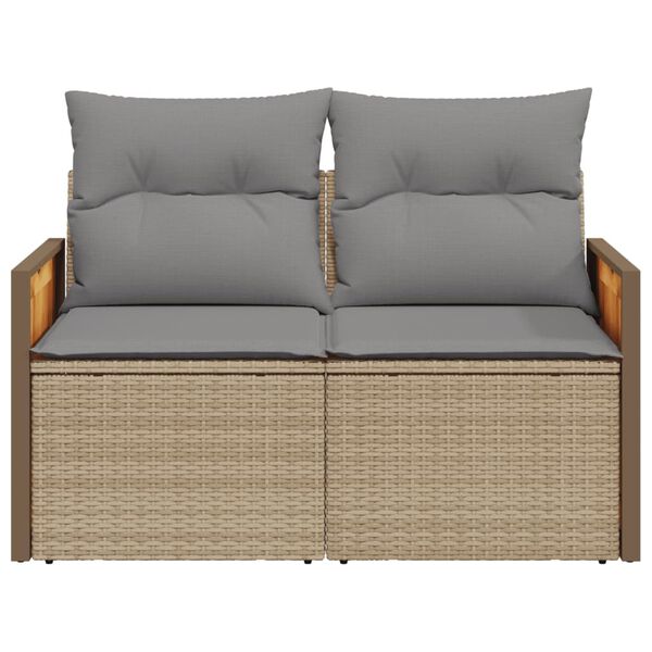 vidaXL Garden Sofa Beige Poly rattan Medium Adjustable Feet