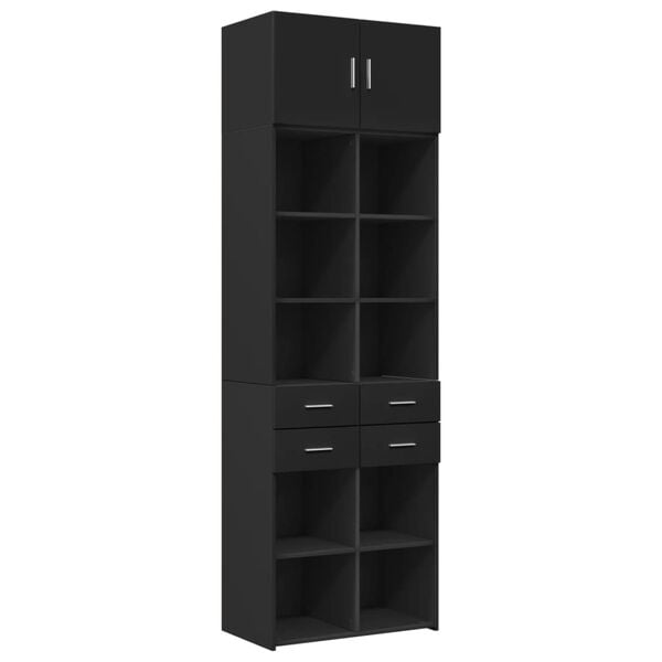 vidaXL Storage Cabinet Black Engineered Wood Large Storage Cabinet
