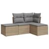 vidaXL 4 Piece Patio Sofa Set with Cushions Beige Poly Rattan