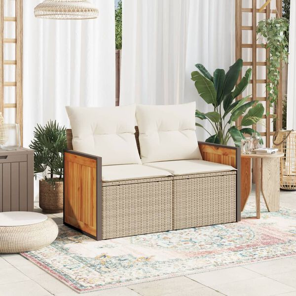vidaXL Garden Sofa Beige, Cream White