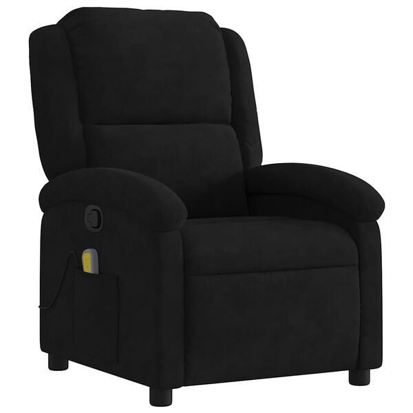 vidaXL Massage Recliner Chair Black Velvet (100% polyester), Metal, Plywood