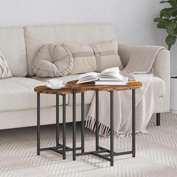vidaXL Side Table Set 2 pcs Smoked Oak and Black