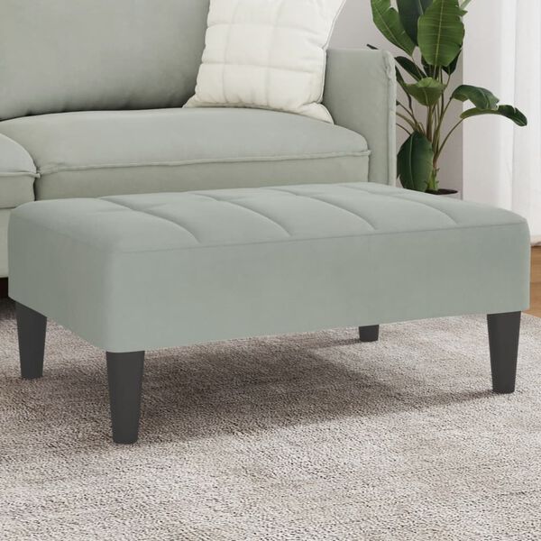vidaXL Footstool Light Grey Velvet (100% polyester), plywood, plastic