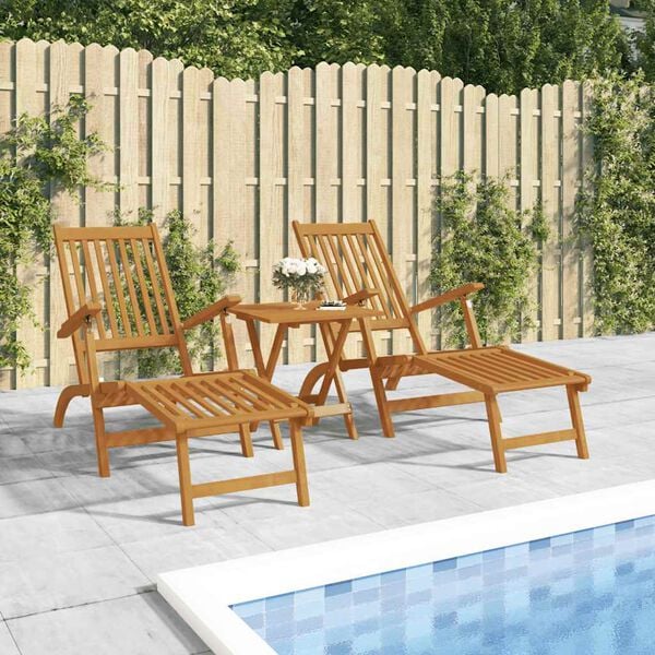vidaXL Deck Chair Natural wood Solid acacia wood Standard Foldable