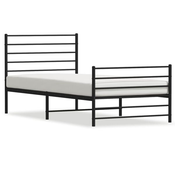 vidaXL Bed Frame Black Steel Single Bed Frame Rectangular