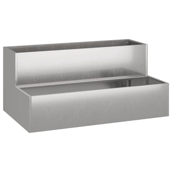 vidaXL Garden Planter Silver 39.37 x 23.62 x 17.72 in Stainless Steel