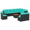 vidaXL 11 Piece Patio Sofa Set with Cushions Black Poly Rattan