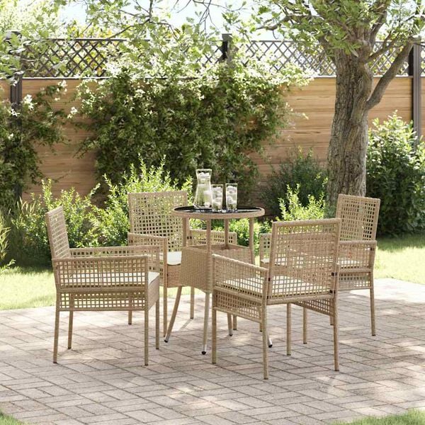 vidaXL Garden Dining Set 5 pcs Beige Poly rattan