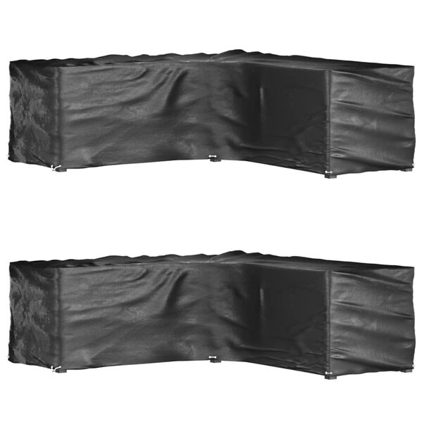 vidaXL Garden Furniture Cover Set of 2 Black Polyethylene Large