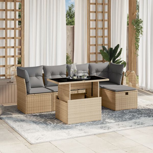 vidaXL Garden Sofa Set Beige, Light grey