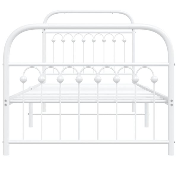 vidaXL Bed Frame White Steel Single Metal Bed Frame Rectangular