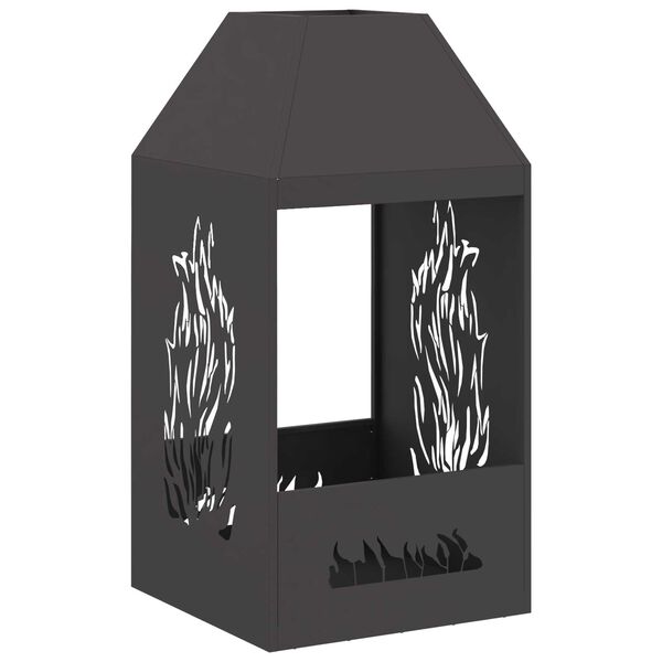 vidaXL Fire Pit Black 19.69 x 19.69 x 39.37 in Steel